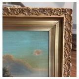 Framed Landscape Painting with Ornate Frame