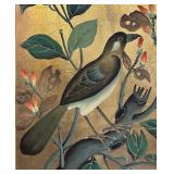 Birds Amongst Foliage Golden Wall Plaque