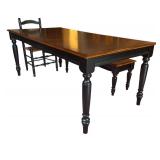 Dining Table Set with 5 Chairs and Bench / Farmhouse Style Dining Table Set