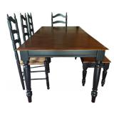 Dining Table Set with 5 Chairs and Bench / Farmhouse Style Dining Table Set