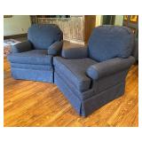 Pair of Devonshire Transitional Swivel Rocker Armchairs by Ethan Allen
