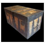 Antique Wooden Storage Trunk with Iron Hardware