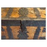 Antique Wooden Storage Trunk with Iron Hardware
