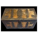 Antique Wooden Storage Trunk with Iron Hardware