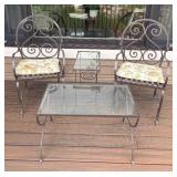 Patio Chairs with Two Glass Top Tables