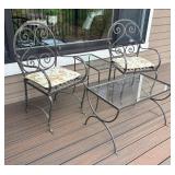 Patio Chairs with Two Glass Top Tables