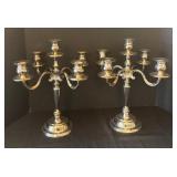 Pair of 14.5-Inch Silverplate 5-Arm Candelabras