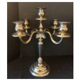 Pair of 14.5-Inch Silverplate 5-Arm Candelabras