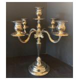 Pair of 14.5-Inch Silverplate 5-Arm Candelabras