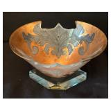 Kristal Etch Art Deco Style Glass Vase, 4.5 Inch Tall, Signed