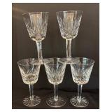 Set of 5 Waterford Lismore Crystal Wine Glasses, 6 Inch