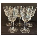 Set of 5 Waterford Lismore Crystal Wine Glasses, 6 Inch