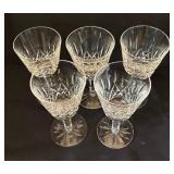 Set of 5 Waterford Lismore Crystal Wine Glasses, 6 Inch