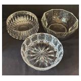 Set of 3 Decorative Crystal-Style Glass Bowls