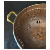 Vintage Copper Colander with Brass Handles and Feet