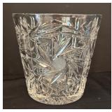 Vintage Cut Glass Crystal Ice Bucket with Tongs, 6.5 Inch Height
