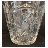 Vintage Cut Glass Crystal Ice Bucket with Tongs, 6.5 Inch Height