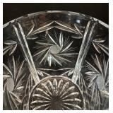 Vintage Cut Glass Crystal Ice Bucket with Tongs, 6.5 Inch Height