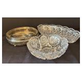 Set of 3 Pressed Glass Serving Bowls and Dishes