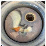 Pretty Two Piece Pottery Console Style Floral Vase / Pottery Floral Frog