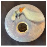 Pretty Two Piece Pottery Console Style Floral Vase / Pottery Floral Frog