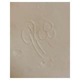 Pretty Two Piece Pottery Console Style Floral Vase / Pottery Floral Frog