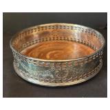 Pair of 8-Inch Glass Decanters with Ornate Metal Wine Holder