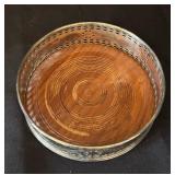 Pair of 8-Inch Glass Decanters with Ornate Metal Wine Holder