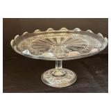 Pair of Vintage Glass Pedestal Cake Stands