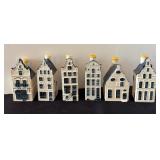 Set of 6 KLM Delft Blue Ceramic Houses including KLM Delft House #78, #32 and More