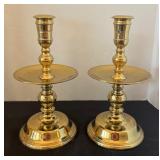 Set of 4 Brass Candlestick Holders with Round and Square Bases