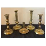 Collection of Vintage Brass Candle Holders