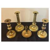 Collection of Vintage Brass Candle Holders