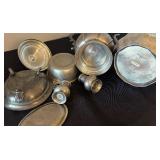 Vintage Pewter Serving Set with Pitcher, Coffee Pot, and Accessories