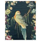 Set of 2 Vintage Oval Embroidered Bird Wall Hangings