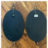 Set of 2 Vintage Oval Embroidered Bird Wall Hangings