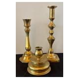 Set of 3 Brass Candlestick Holders Assorted Styles