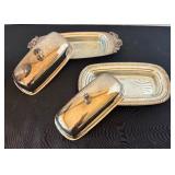 Collection of Vintage Silverplate Serving Pieces Including Trays, Pitchers, and Covered Dishes