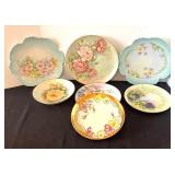 Set of 6 Vintage Hand Painted Nippon Plates Assorted Floral Designs