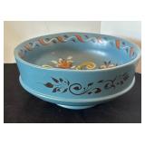 Hand-Painted Rosemaling Wooden Bowl with Floral Design 8 Inch