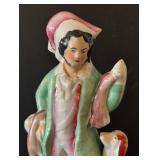 Antique Porcelain Figurine of Man with Dog, 14.5 Inch