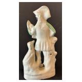 Antique Porcelain Figurine of Man with Dog, 14.5 Inch