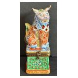 Rochard Limoges France Hand Painted Foo Dog Trinket Box