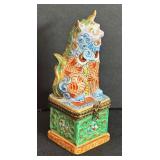 Rochard Limoges France Hand Painted Foo Dog Trinket Box