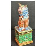 Rochard Limoges France Hand Painted Foo Dog Trinket Box