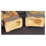 Pair of Vintage Chinese Sancai Style Foo Dog Ceramic Figurines / Pair of Chinese Glazed Ceramic Dragon Roof Tiles