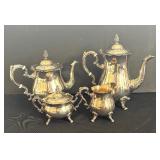 Vintage Leonard Silverplate 4-Piece Tea and Coffee Set with Ornate Design