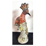 Pair of Vintage Majolica Hoopoe Bird Figurines