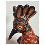 Pair of Vintage Majolica Hoopoe Bird Figurines