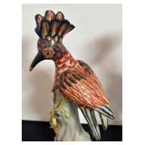 Pair of Vintage Majolica Hoopoe Bird Figurines
